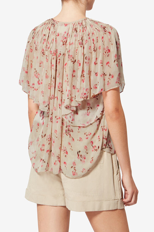 Neslya Short-Sleeve Printed Muslin Blouse Neslya Short-Sleeve Printed Muslin Blouse
