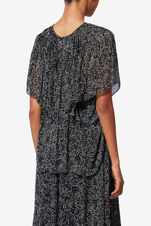 Neslya Short-Sleeve Printed Muslin Blouse Neslya Short-Sleeve Printed Muslin Blouse