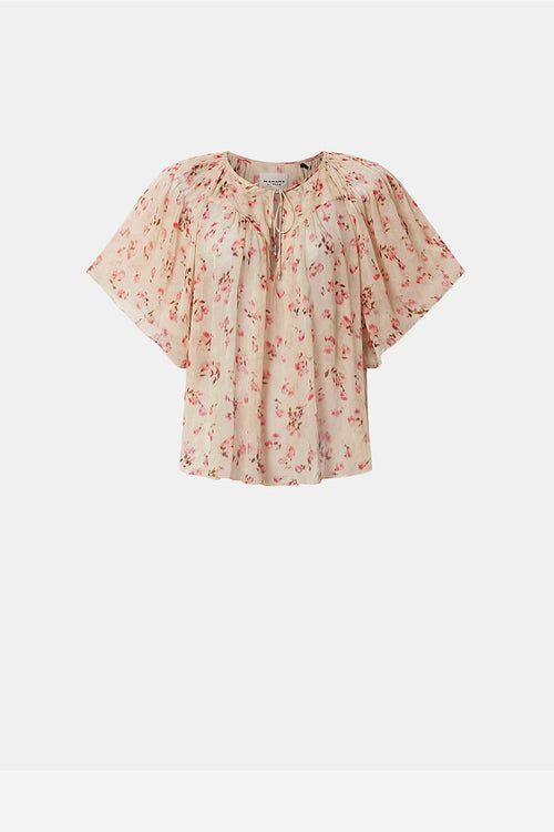 Neslya Short-Sleeve Printed Muslin Blouse Neslya Short-Sleeve Printed Muslin Blouse