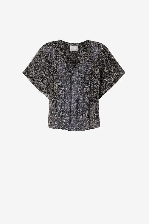 Neslya Short-Sleeve Printed Muslin Blouse Neslya Short-Sleeve Printed Muslin Blouse