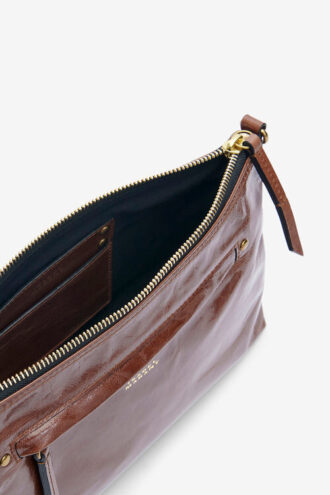 Nessah Shiny Leather Shoulder Bag