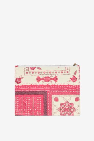 Netia Printed Cotton Clutch Bag with Logo
