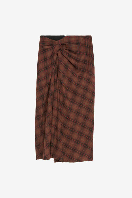 Nicole Draped Checkered Midi Skirt Nicole Draped Checkered Midi Skirt