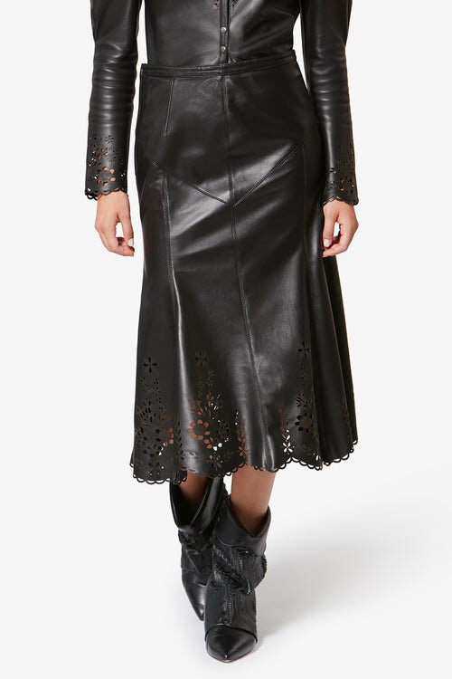 Nisia Lambskin Leather Midi Skirt Nisia Lambskin Leather Midi Skirt