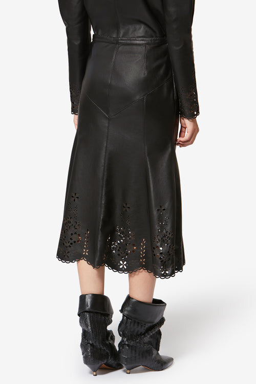 Nisia Lambskin Leather Midi Skirt Nisia Lambskin Leather Midi Skirt