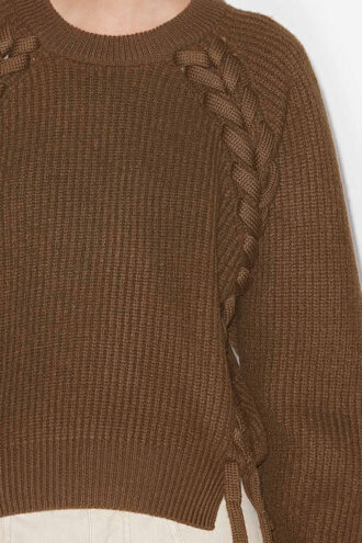 Noelia Ribbed and Braided Merinos Wool Sweater Noelia Ribbed and Braided Merinos Wool Sweater