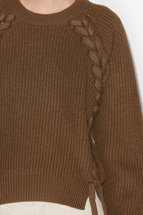 Noelia Ribbed and Braided Merinos Wool Sweater Noelia Ribbed and Braided Merinos Wool Sweater