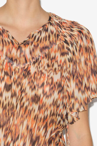 Odelia Long Printed Silk Dress