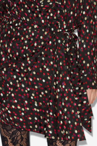 Ora Draped Silk Polka Dot Print Dress