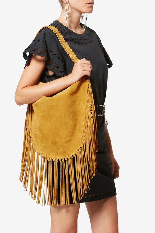 Oskan Hobo Soft Fringed Suede Calfskin Leather Handbag Oskan Hobo Soft Fringed Suede Calfskin Leather Handbag