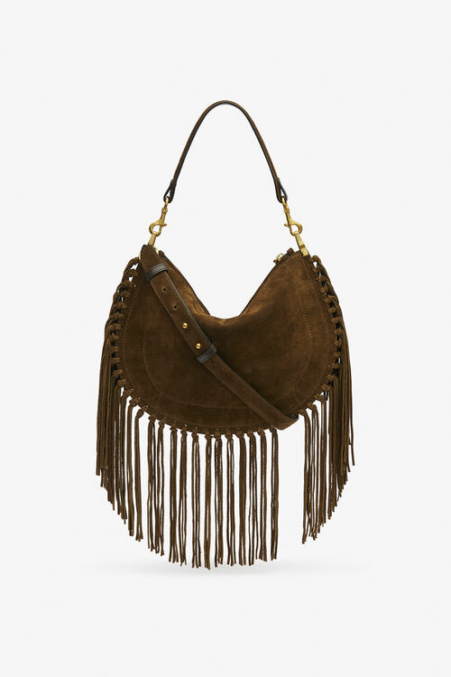 Oskan Hobo Zip Fringed Suede Calfskin Leather Handbag Oskan Hobo Zip Fringed Suede Calfskin Leather Handbag