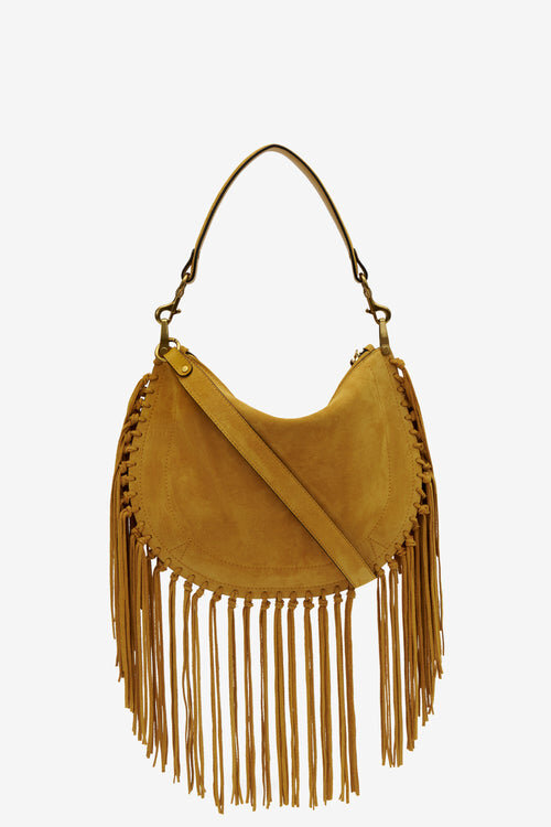 Oskan Hobo Zip Fringed Suede Calfskin Leather Handbag Oskan Hobo Zip Fringed Suede Calfskin Leather Handbag