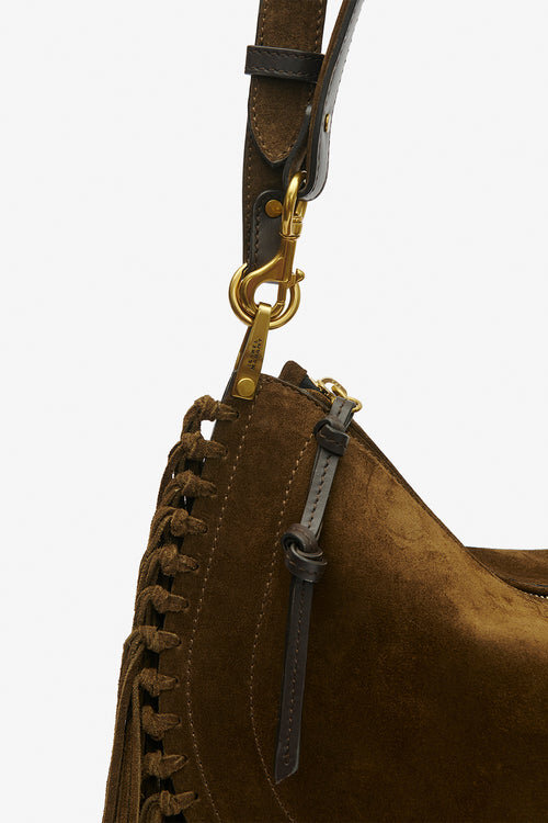 Oskan Hobo Zip Fringed Suede Calfskin Leather Handbag Oskan Hobo Zip Fringed Suede Calfskin Leather Handbag