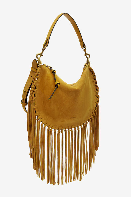 Oskan Hobo Zip Fringed Suede Calfskin Leather Handbag Oskan Hobo Zip Fringed Suede Calfskin Leather Handbag