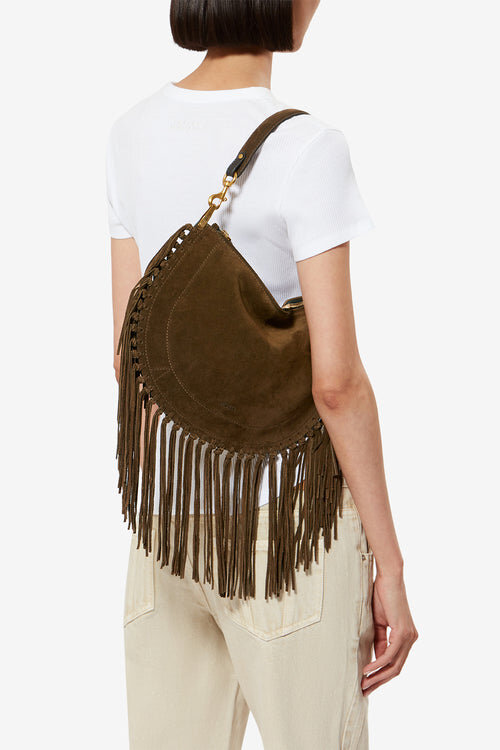Oskan Hobo Zip Fringed Suede Calfskin Leather Handbag Oskan Hobo Zip Fringed Suede Calfskin Leather Handbag
