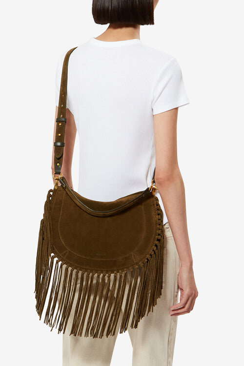 Oskan Hobo Zip Fringed Suede Calfskin Leather Handbag Oskan Hobo Zip Fringed Suede Calfskin Leather Handbag