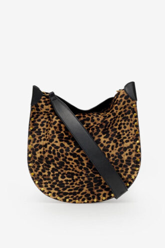 Oskan Soft Bag in “Pony” Style Leather with a Leopard Print
