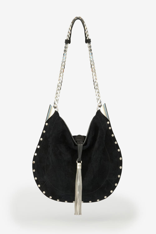 Oskan Tassel Suede Calfskin Leather Shoulder Bag Oskan Tassel Suede Calfskin Leather Shoulder Bag