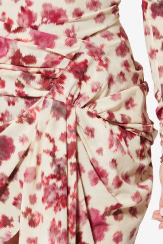 Ovia Short Draped Printed Stretch Silk Skirt Ovia Short Draped Printed Stretch Silk Skirt
