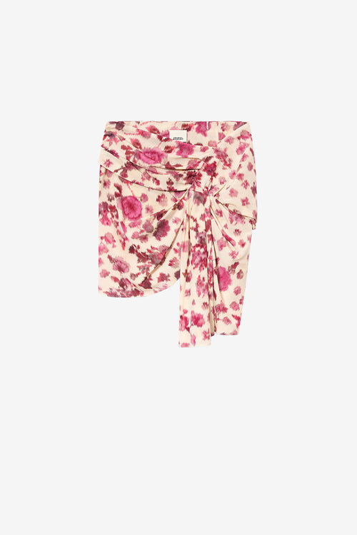 Ovia Short Draped Printed Stretch Silk Skirt Ovia Short Draped Printed Stretch Silk Skirt