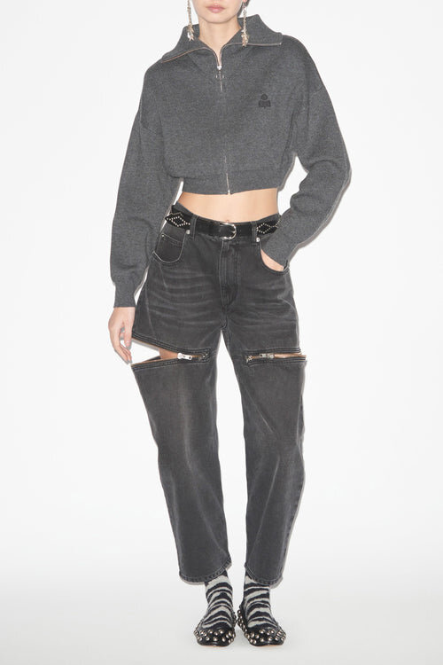 Oxane Short Cardigan in Plain-Colored Knit Oxane Short Cardigan in Plain-Colored Knit