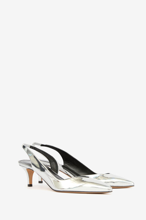 Padim High-Heeled Slingback Mirror Effect Pumps Padim High-Heeled Slingback Mirror Effect Pumps