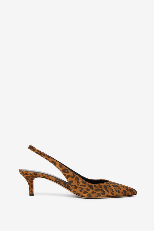 Padim Slingback Pumps in Leopard Suede Leather Padim Slingback Pumps in Leopard Suede Leather