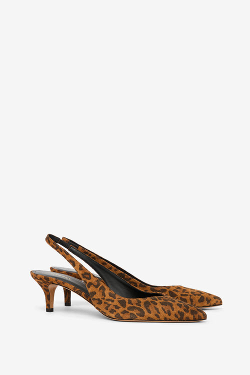 Padim Slingback Pumps in Leopard Suede Leather Padim Slingback Pumps in Leopard Suede Leather
