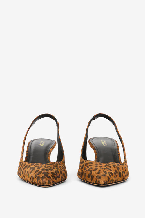 Padim Slingback Pumps in Leopard Suede Leather Padim Slingback Pumps in Leopard Suede Leather