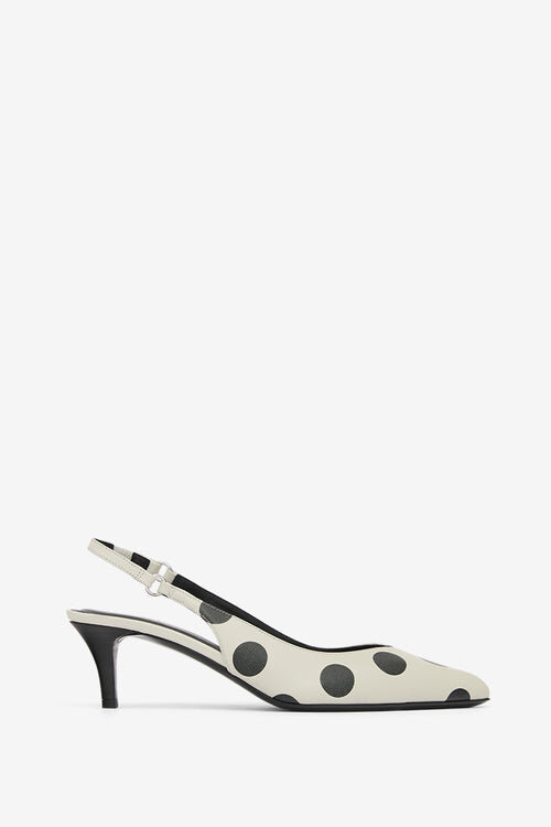 Paldo Leather Polka Dot Print Slingbacks Paldo Leather Polka Dot Print Slingbacks