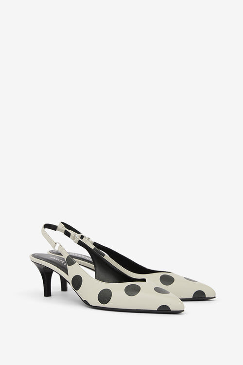 Paldo Leather Polka Dot Print Slingbacks Paldo Leather Polka Dot Print Slingbacks