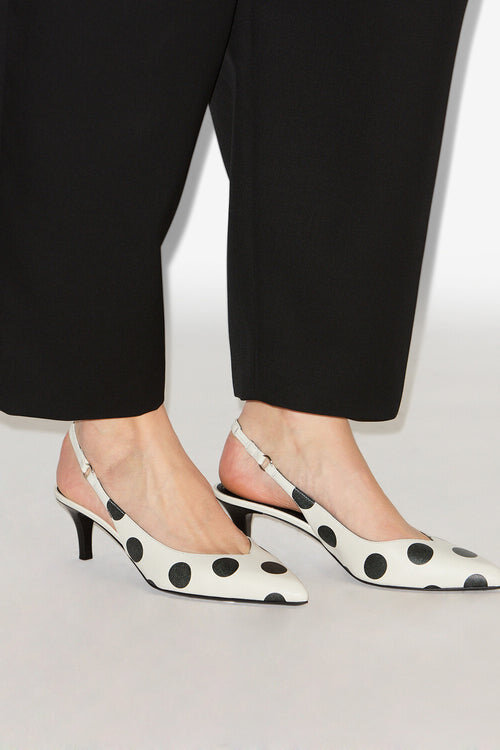 Paldo Leather Polka Dot Print Slingbacks Paldo Leather Polka Dot Print Slingbacks
