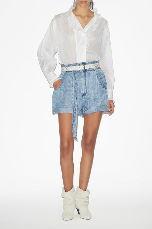 Pamiala Frilly Blouse in Plain-Colored Cotton Voile Pamiala Frilly Blouse in Plain-Colored Cotton Voile