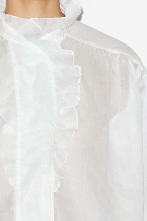 Pamiala Frilly Blouse in Plain-Colored Cotton Voile Pamiala Frilly Blouse in Plain-Colored Cotton Voile