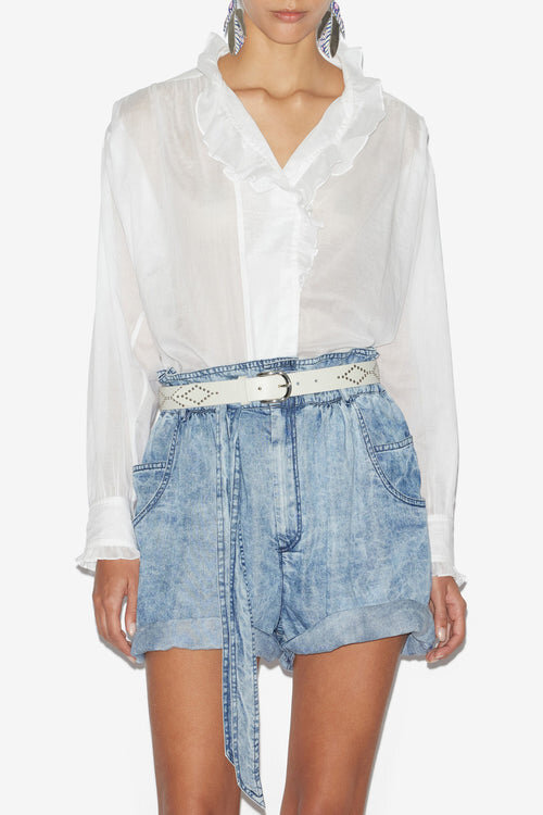 Pamiala Frilly Blouse in Plain-Colored Cotton Voile Pamiala Frilly Blouse in Plain-Colored Cotton Voile