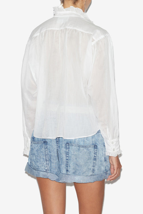 Pamiala Frilly Blouse in Plain-Colored Cotton Voile Pamiala Frilly Blouse in Plain-Colored Cotton Voile