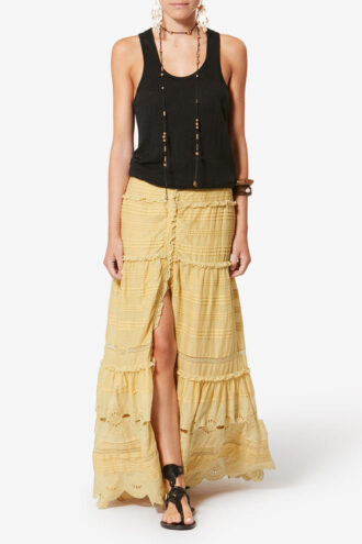 Paoline Frilly Cotton and Floral Lace Skirt Paoline Frilly Cotton and Floral Lace Skirt