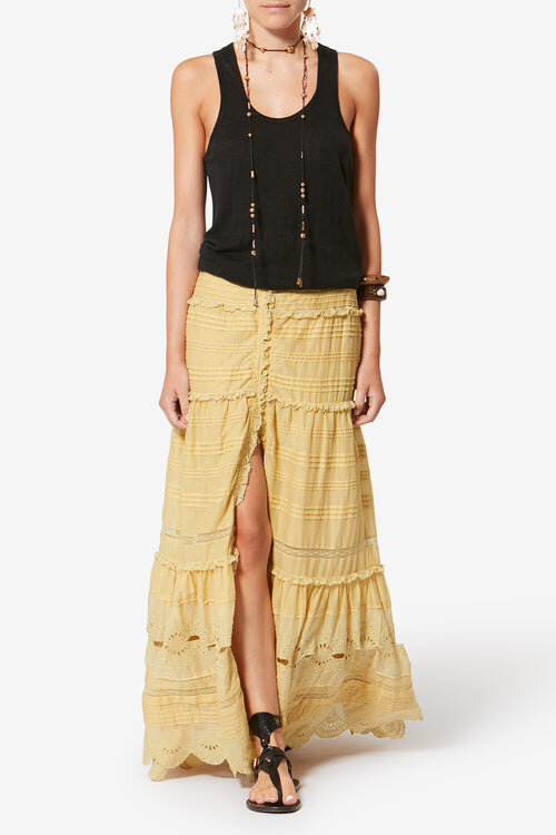 Paoline Frilly Cotton and Floral Lace Skirt Paoline Frilly Cotton and Floral Lace Skirt