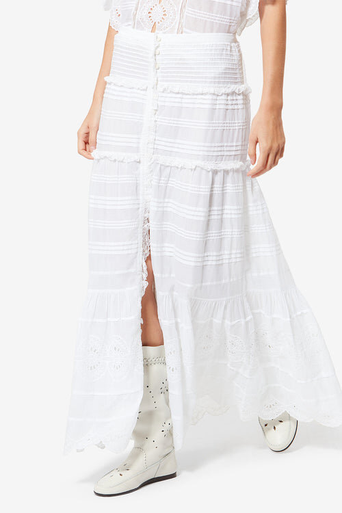 Paoline Frilly Cotton and Floral Lace Skirt Paoline Frilly Cotton and Floral Lace Skirt