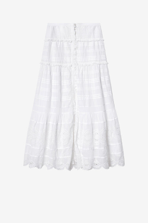 Paoline Frilly Cotton and Floral Lace Skirt Paoline Frilly Cotton and Floral Lace Skirt