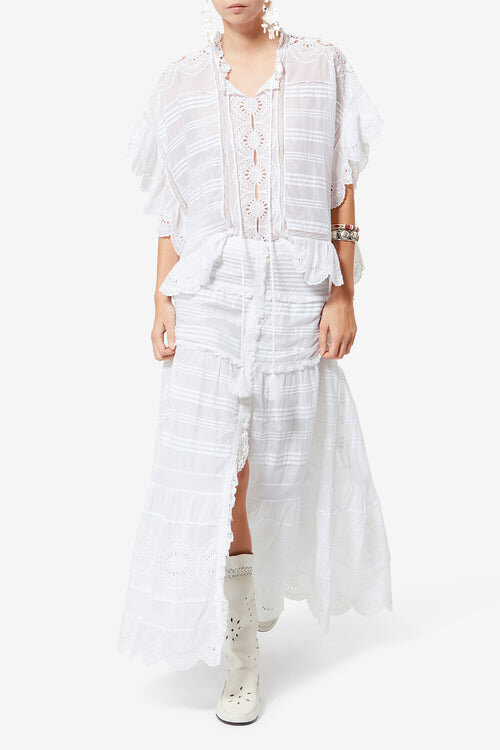Payton Caftan Style Cotton and Floral Lace Top Payton Caftan Style Cotton and Floral Lace Top