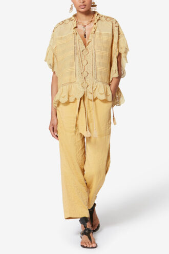 Payton Caftan Style Cotton and Floral Lace Top Payton Caftan Style Cotton and Floral Lace Top