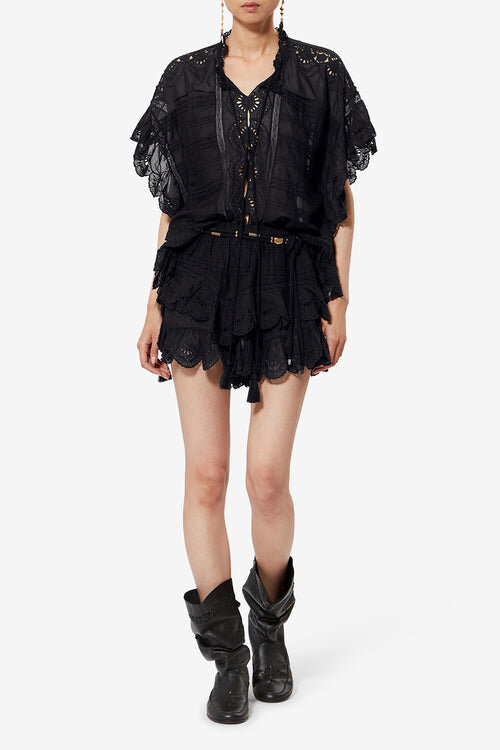 Payton Caftan Style Cotton and Floral Lace Top Payton Caftan Style Cotton and Floral Lace Top