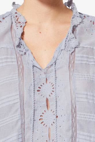 Payton Caftan Style Cotton and Floral Lace Top Payton Caftan Style Cotton and Floral Lace Top