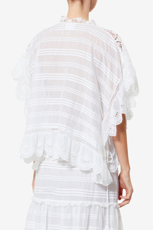 Payton Caftan Style Cotton and Floral Lace Top Payton Caftan Style Cotton and Floral Lace Top