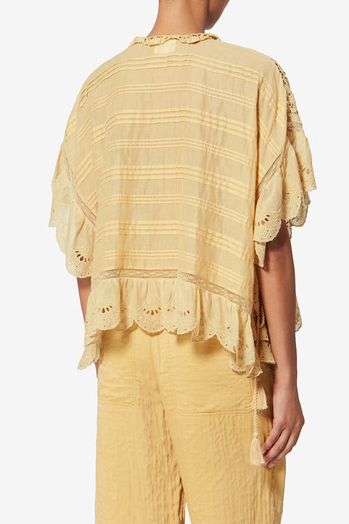 Payton Caftan Style Cotton and Floral Lace Top Payton Caftan Style Cotton and Floral Lace Top