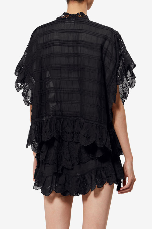 Payton Caftan Style Cotton and Floral Lace Top Payton Caftan Style Cotton and Floral Lace Top