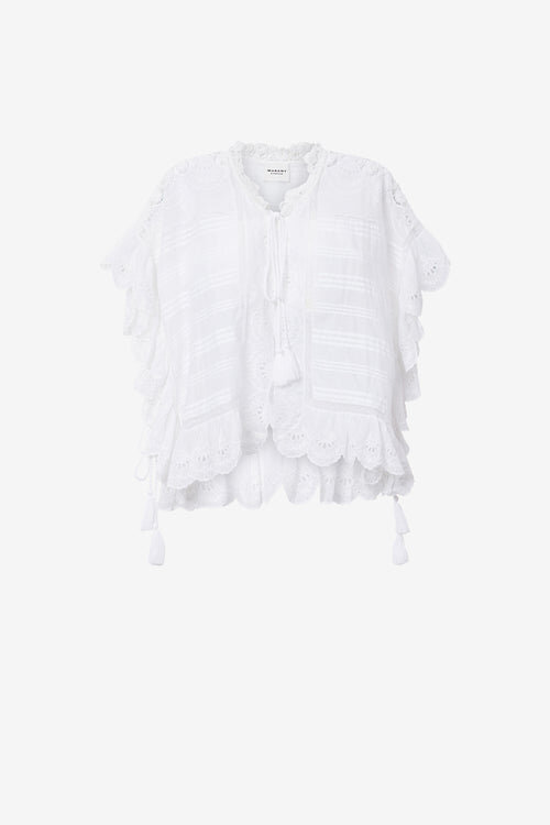 Payton Caftan Style Cotton and Floral Lace Top Payton Caftan Style Cotton and Floral Lace Top