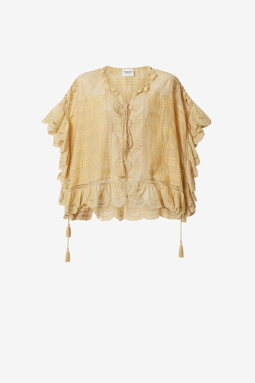 Payton Caftan Style Cotton and Floral Lace Top Payton Caftan Style Cotton and Floral Lace Top