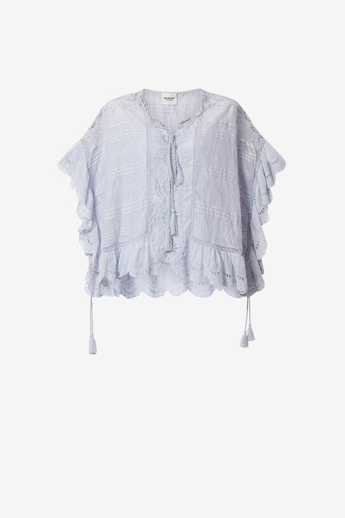 Payton Caftan Style Cotton and Floral Lace Top Payton Caftan Style Cotton and Floral Lace Top